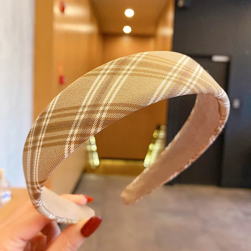 Повязка для волос женская широкий обруч из ткани с широкими полями милый в