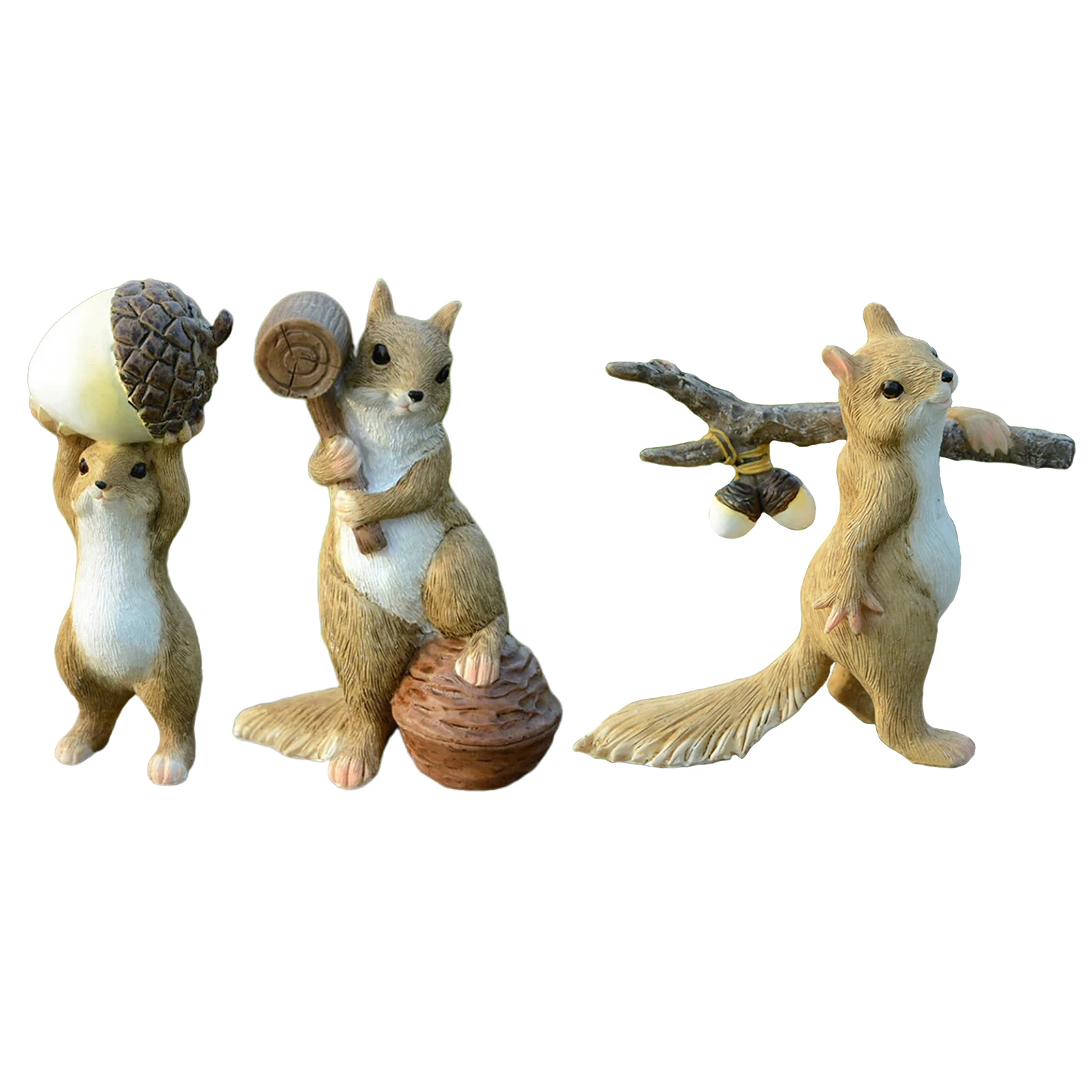 

Miniature Squirrel Figurines Polyresin Bonsai Decor Animal Statues for Home Decoration