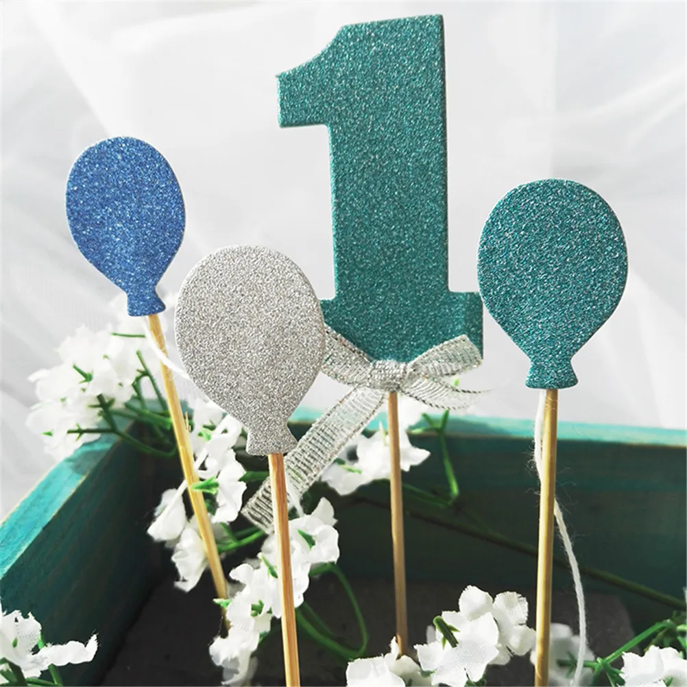 

1Set Glitter Numbers Personalized Number One Cake Topper Kit Wedding Babyshower Birtay Cupcake Party Decorations