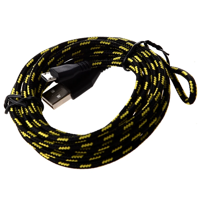 2 х 3 м Плетеный тканевый мини USB кабель для передачи данных и синхронизации