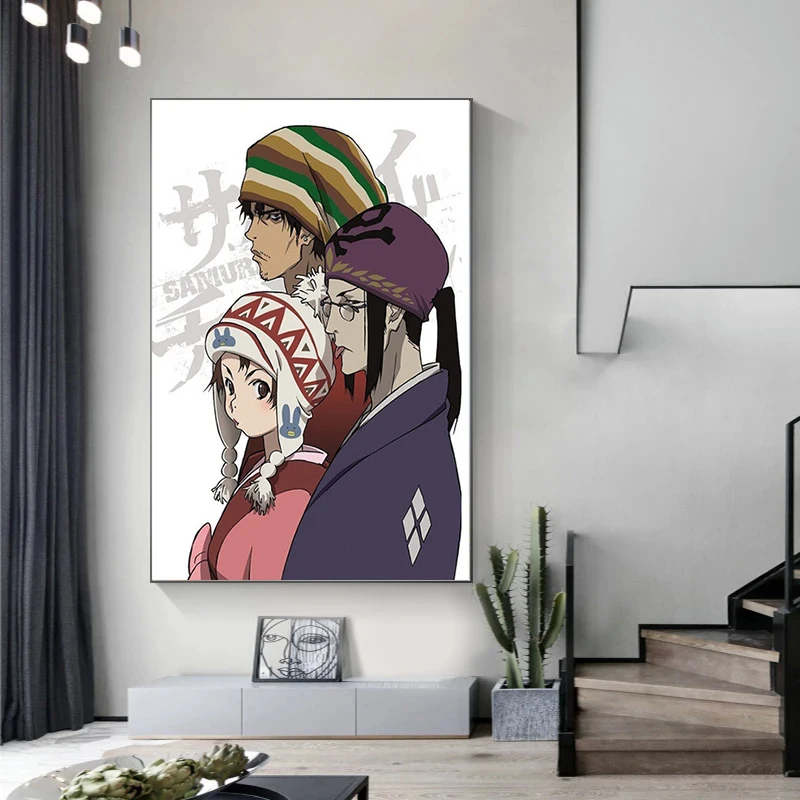 Самурай Шамплуо Японский приключенческий экшн аниме высококачественная холстовая картина постер для гостиной украшение дома художника.