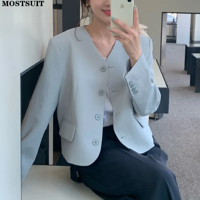 

Женский офисный Блейзер, элегантный однобортный пиджак с длинным рукавом и V-образным вырезом, одежда для работы, 2021