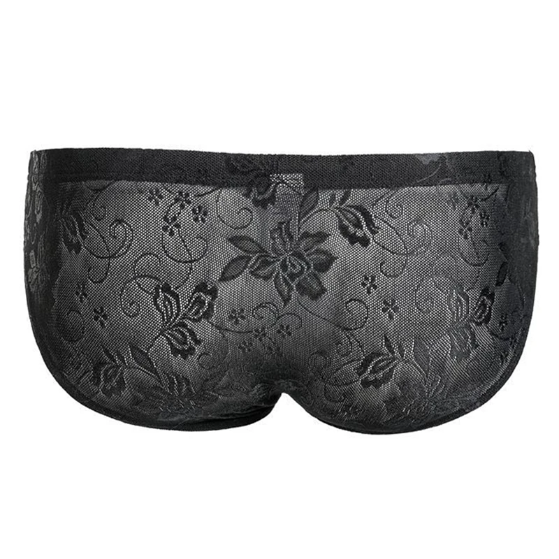 

Lace Printed Men Briefs Underwear Sexy Mesh Perspective Panties Breathable Floral Hot Mens Exotic Underpants
