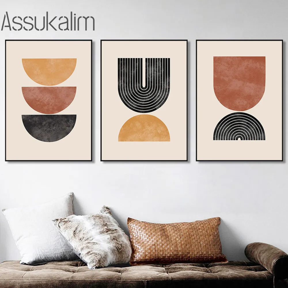 Холст с изображением среднего века абстрактная живопись рисование линий радуга