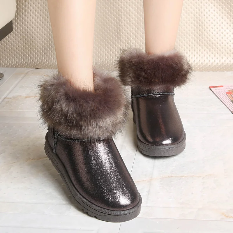 

2018 new snow women's boots in winter, anti-skid, tassels, hair, round head, warm cotton shoes
