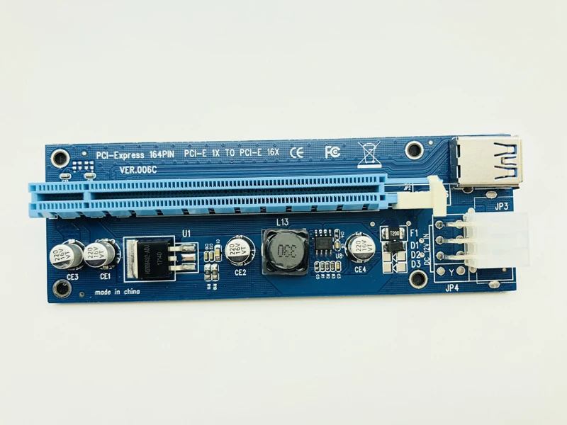 

Райзер VER006C PCI Express PCIE переходная карта pci-e карта 006C 6Pin 1x к 16x удлинитель USB 3,0 кабель SATA IDE для добывания монет Биткойн Майнер