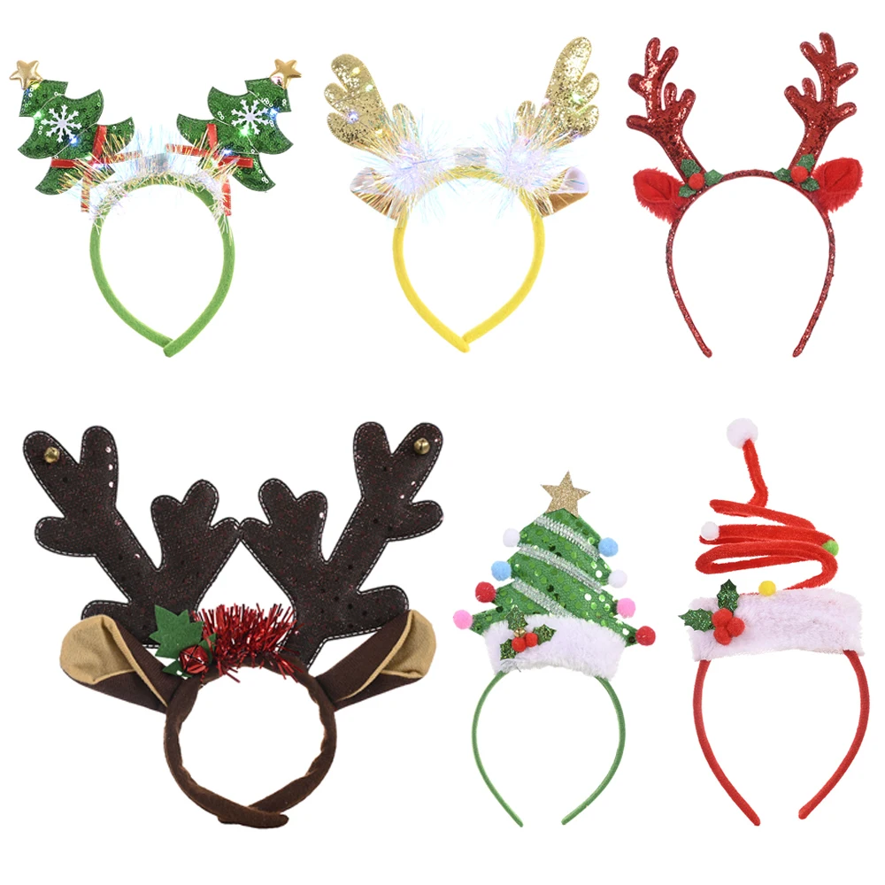 1 шт. Рождественская повязка на голову Санта елка лося обруч с рогами для детей