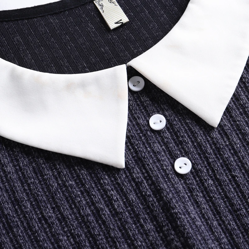 EC.MS Женское Платье Falbala белый доллар воротник крышка живота Bodycon платья | Женская