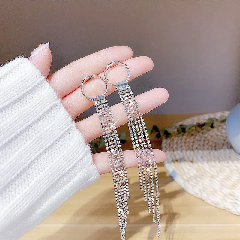 

New Style 925 Silver Needle Jewelry Hot Sale Earrings Female Fashion Boutique Exquisite Tassels Best Creative Long Earrings