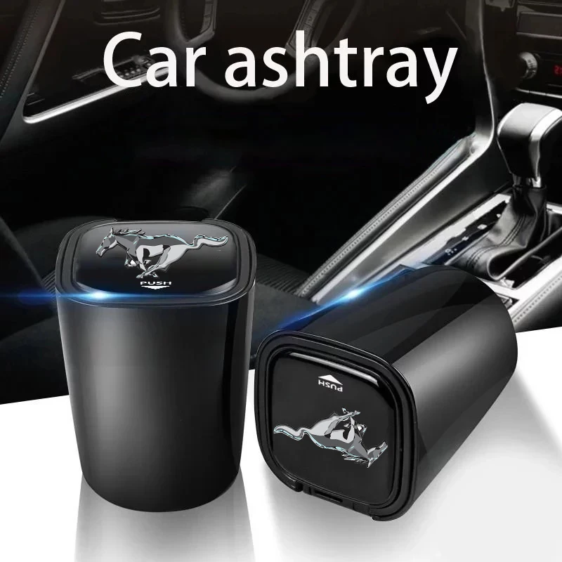High-Grade Car Ashtray With Led Lights With Logo Creative Personality For Ford mustang GT 2020 2019 2018 2017 2016 SHELBY Car