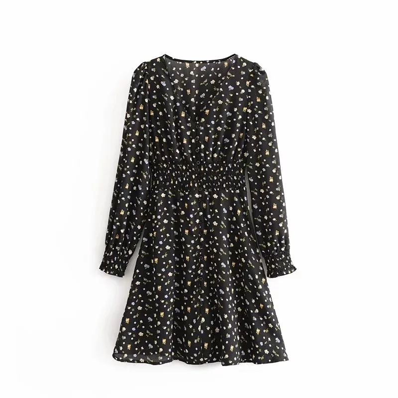 Винтажное летнее платье в горошек женское сексуальное с v-образным вырезом и