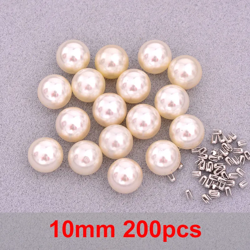 10mm 200pc Beige JUNAO, 4, 5, 6, 8, 10 мм, белый жемчуг, бусины, установка жемчуга, стразы, Ручной пресс, инструменты, заклепки, машина для рукоделия, швейные принадлежности - Цвет: 10mm 200pc Beige