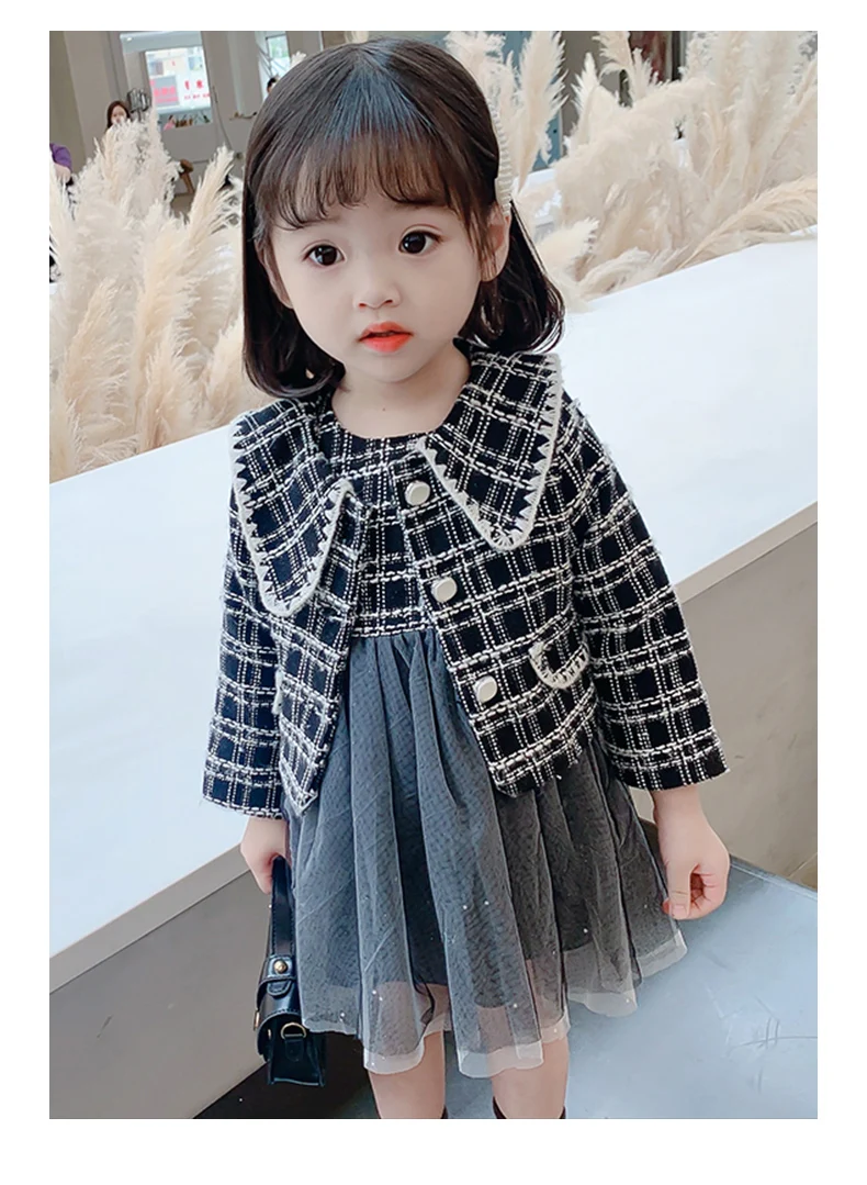 

Girls Korean Version of The Suit New Girls Small Incense Wind Western Style Jacket Net Red Princess Dress Two-piece Fashion Cute