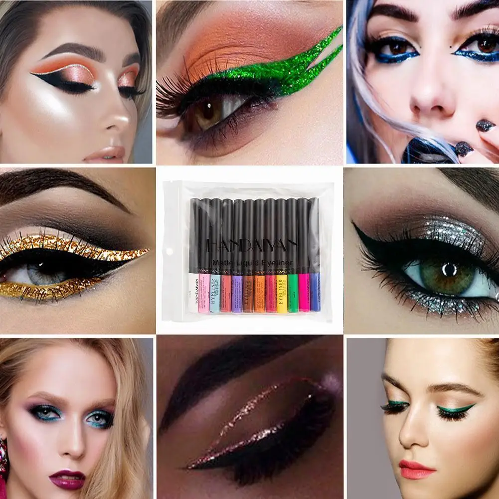 

12 Colors Matte Eyeliner Liquid Waterproof Easy To Make Red Color Green Up Liner Brown Matte Eyeliner Wear Liner Blue Eye V4q3