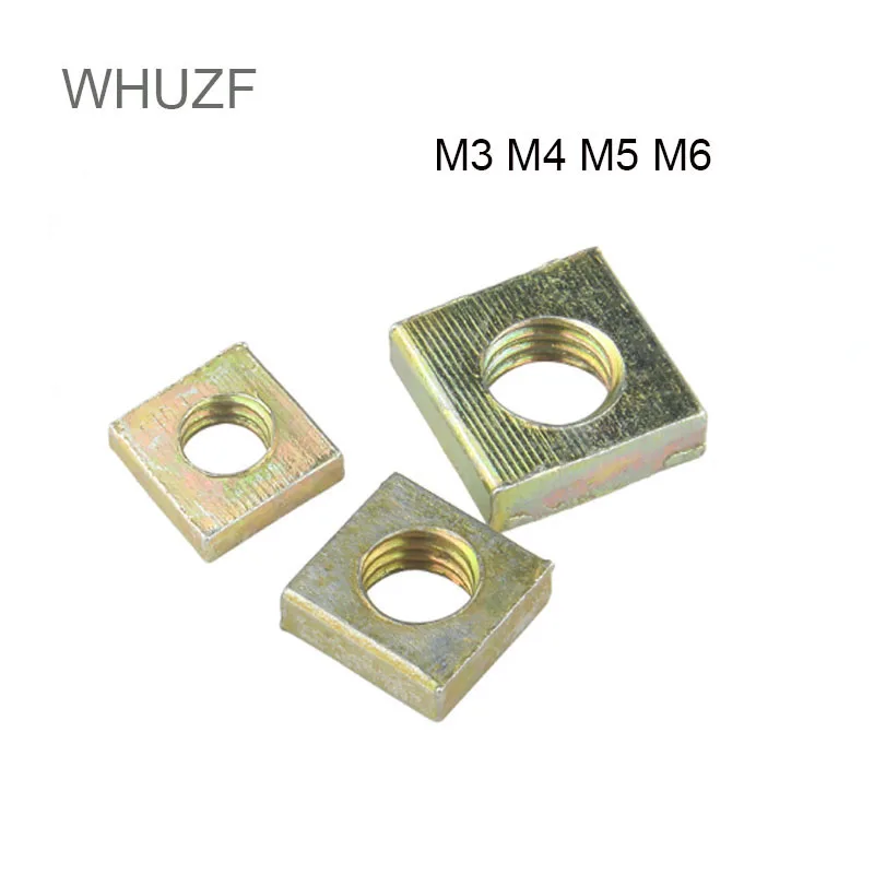 

WHUZF Free Ship [M3 M4 M5 M6] Color Zinc Plated Square Nuts Without Bevel Block Square Quadrangle Galvanized Pressed Nuts DIN562