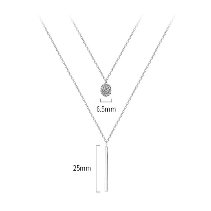 

2021 New Trendy Women Double layer Necklace Round Shiny Diamond Long Pendant Necklaces Fine Fashion Jewelry Accessories