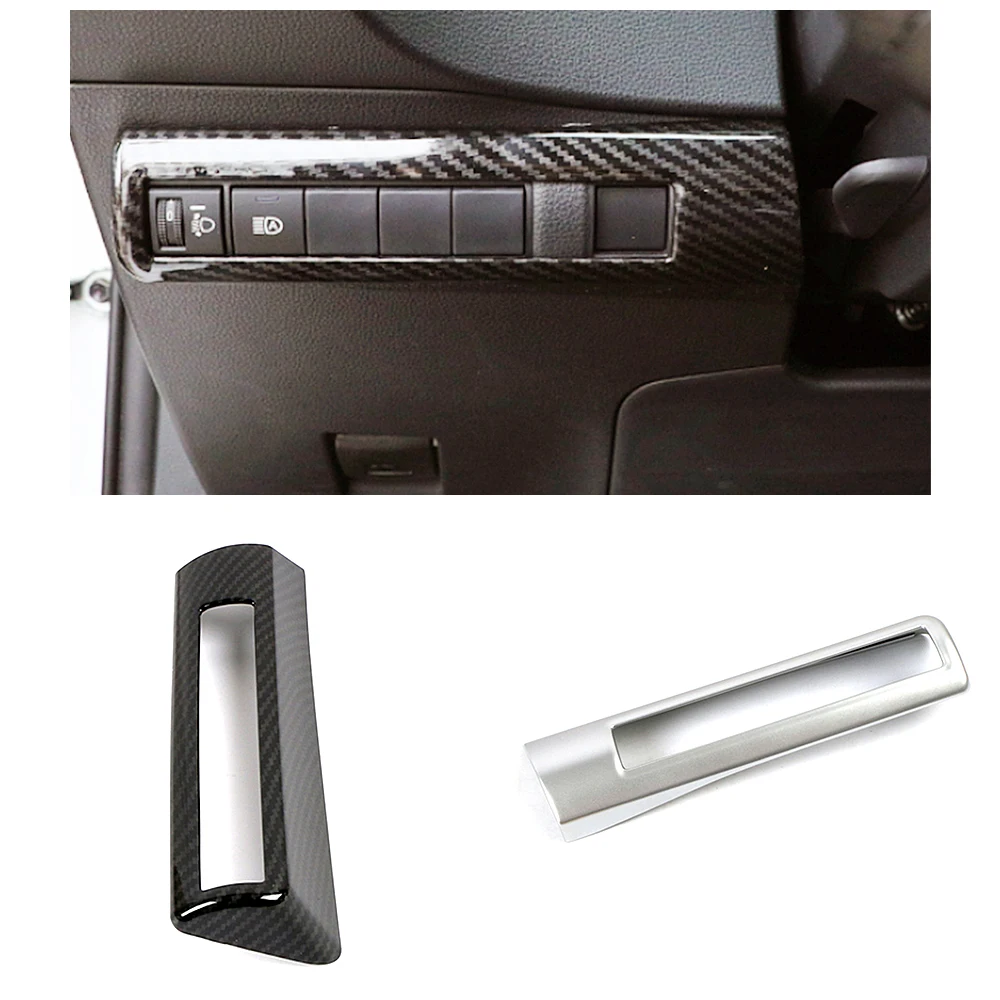 

For Toyota Corolla 2019-2021 Head Lights Lamp Switch Button Decoration Cover Trim Carbon Fiber Silver Printed Interior Mouldings