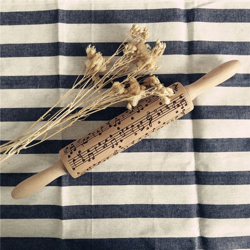 1 шт. домашний ролик штифт тиснение бук длина фестиваль музыкальные ноты Скалка AU|