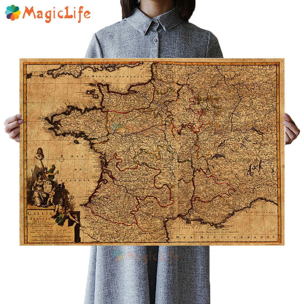 

Vintage Western Europe Map Wall Art Canvas Painting Retro France Nordic Poster Wall Pictures For Living Room Home Decor Unframed