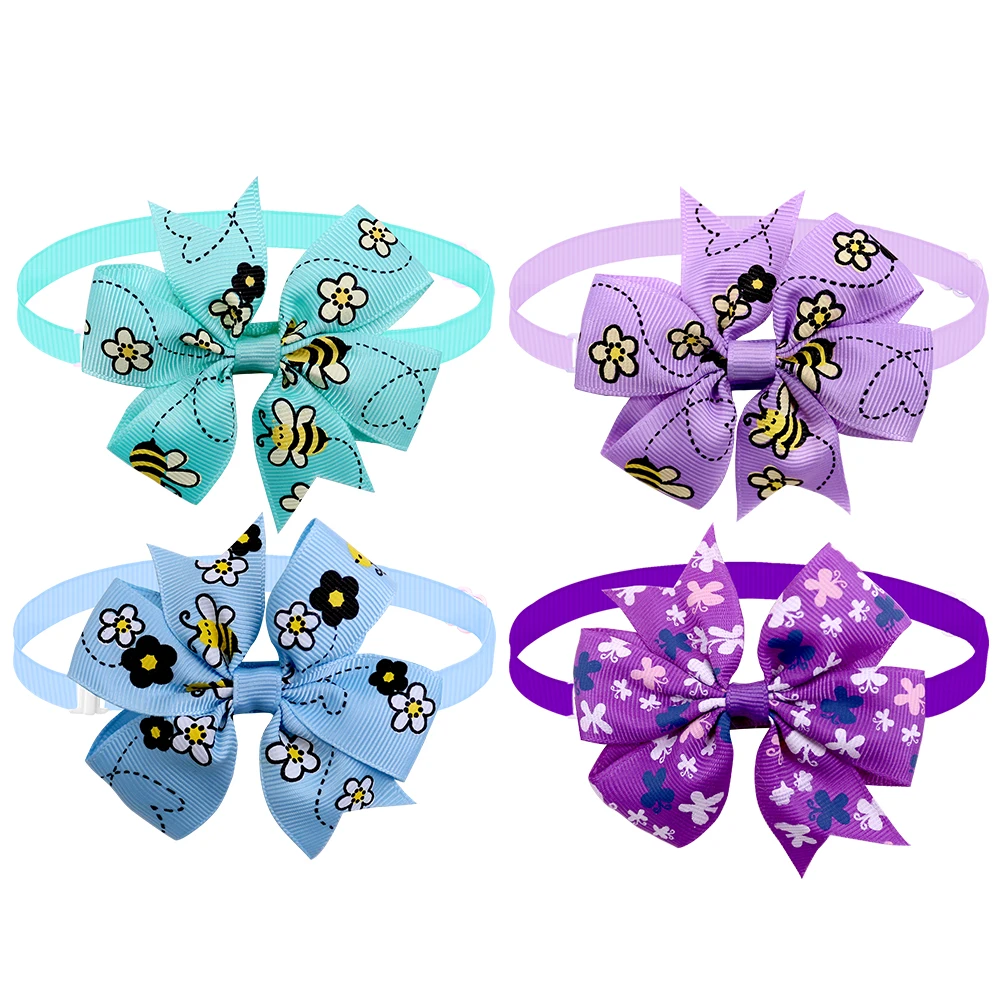 60 шт. галстуки бабочки для собак кошек милых цветов и пчел домашних животных