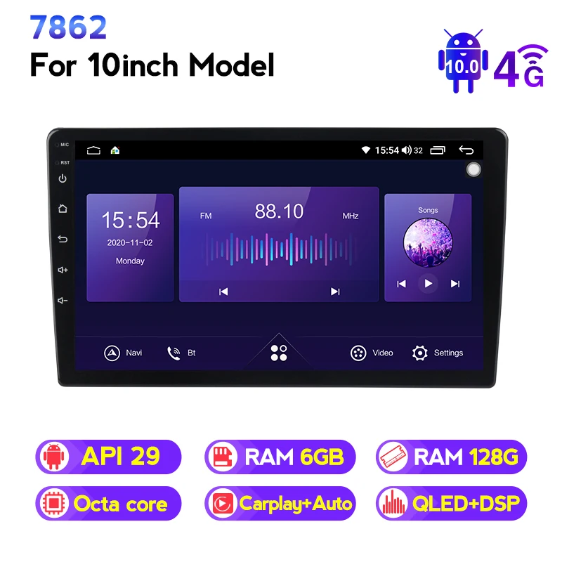 NaviFly 7862 6 ГБ + 128 Гб QLED 1280*720 Android 10 0 Универсальная автомобильная Стерео GPS карта для
