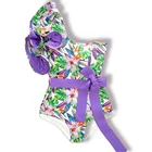 Купальный костюм с цветочным принтом, на одно плечо, с оборками, пуш-ап, цельный купальный костюм, пляжная одежда, монокини с открытой спиной, пляжная одежда, купальный костюм, 2022