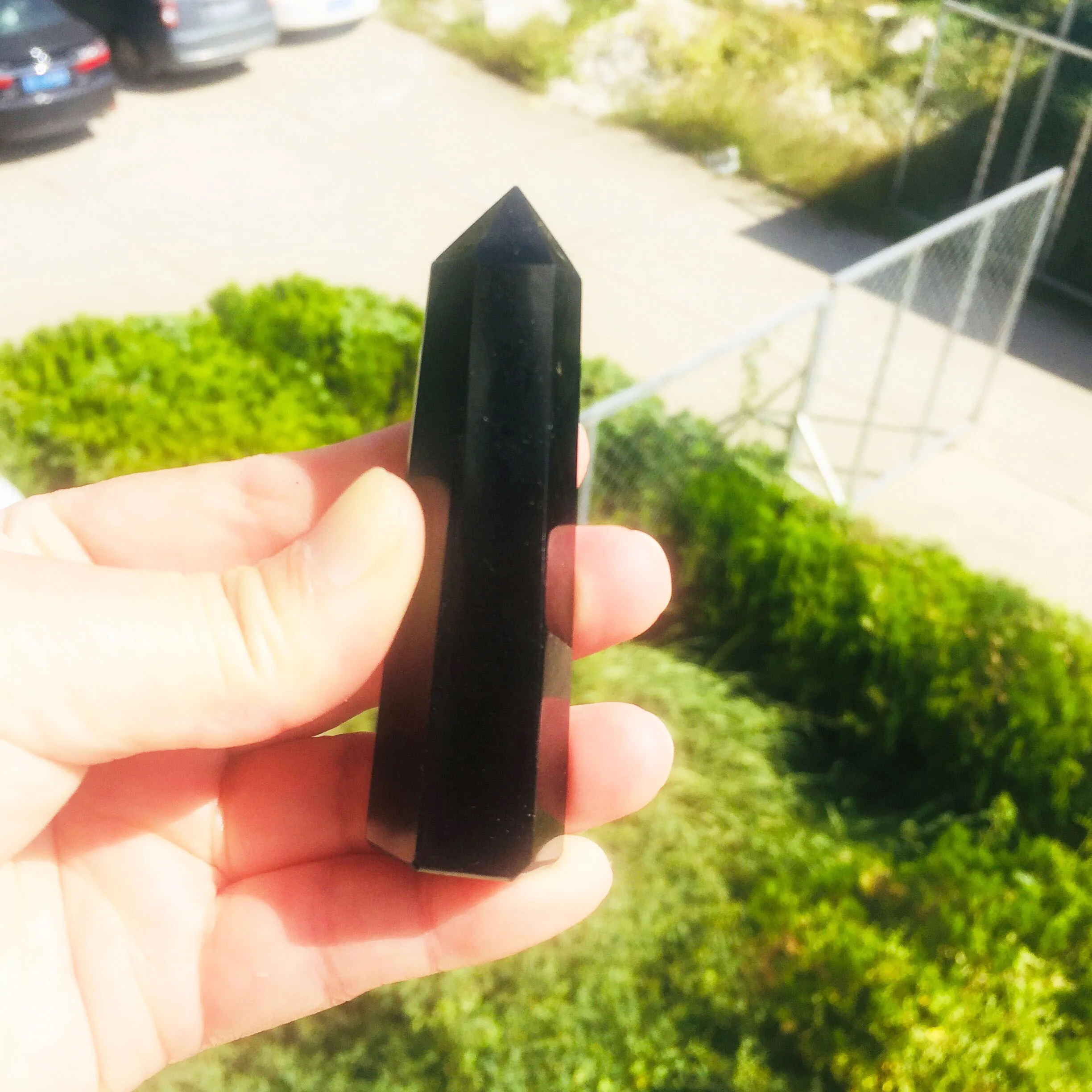 

1PCS Natural Obsidian Quartz Wand Black Crystal Point Polished Healing Stone For Decoration
