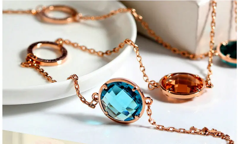 SINZRY new Luxury Jewellery Rose gold color Austria crystal long sweater necklaces fashion multicolor jewelry | Украшения и