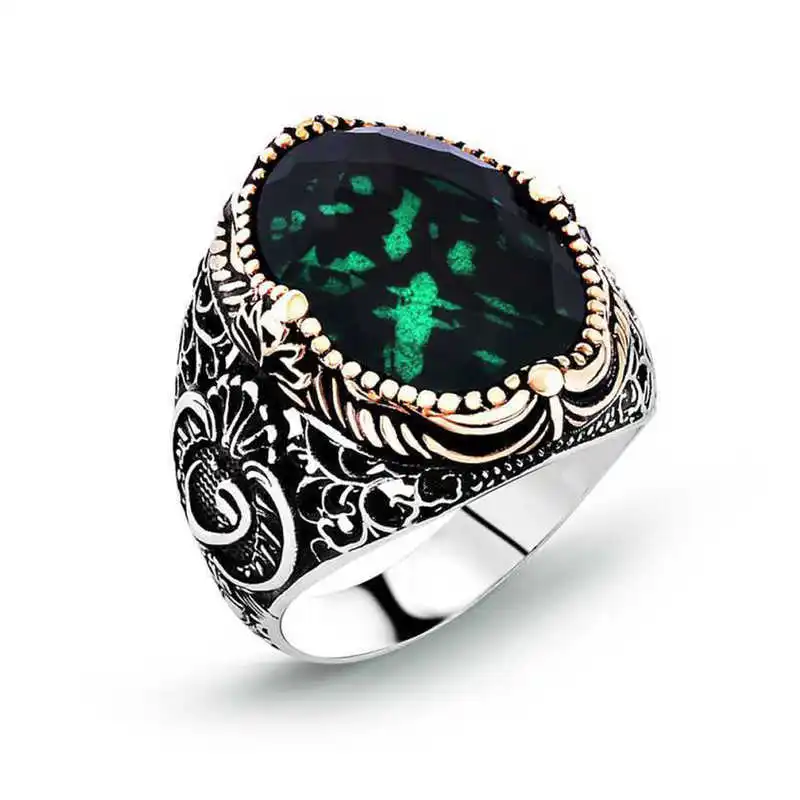 

Silverlina Silver Green Zircon Stone Mens Ring
