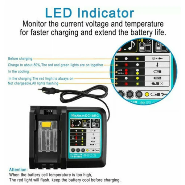 Быстрое зарядное устройство 14 4 В/18 в DC18RA \ RC 3A Быстрая зарядка для Makita BL1815 BL1830 SP99 |