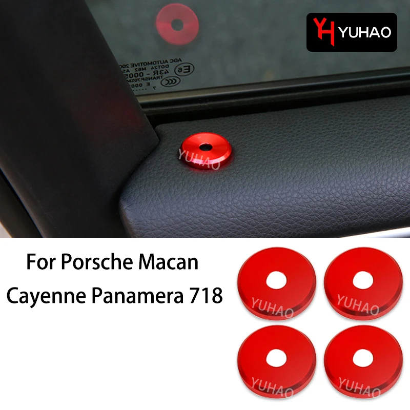 

4 Pcs Aluminum Alloy Door Bolt Decorative Protective Shells For Porsche Macan Cayenne Panamera 718 Automotive Interior Supplies
