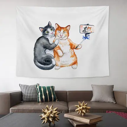 Креативный гобелен с мультяшным рисунком животных кошек собак хиппи простые