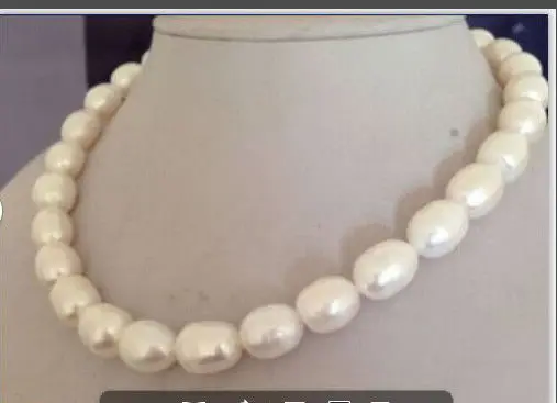 huge12- 14mmnatural south sea white baroque white pearl necklace18inch 925silver