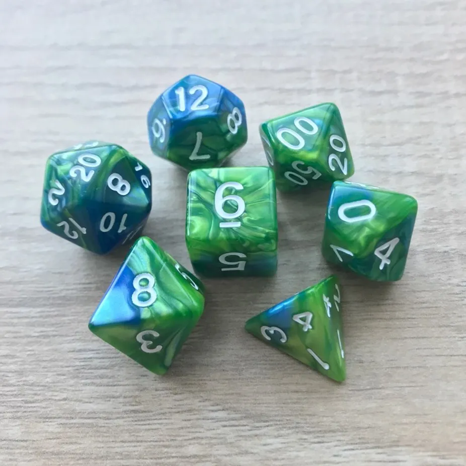 7 шт./компл. многогранные кости d & d4 d6 d8 d10 % d12 d20 TRPG игры Набор Игральный костей