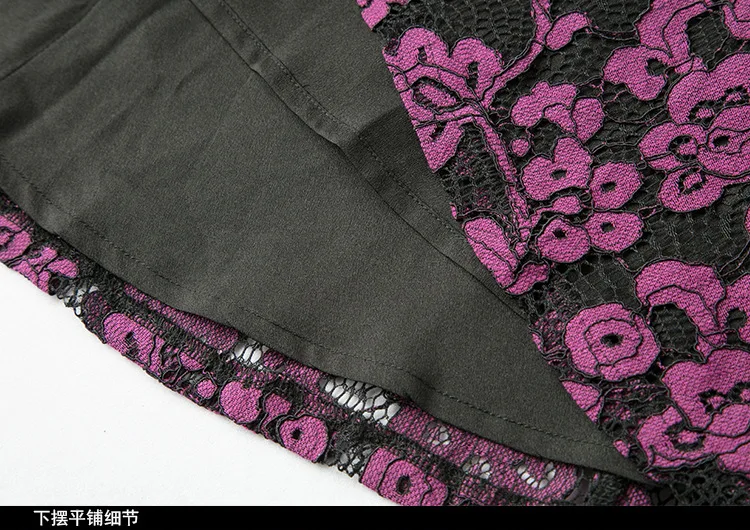 

Fall Spring Womens V Neck 3/4 Sleeve High Waisted Long Lace Dress , Summer Korean 4xl 5xl Lace Up Purple Dresses for Woman