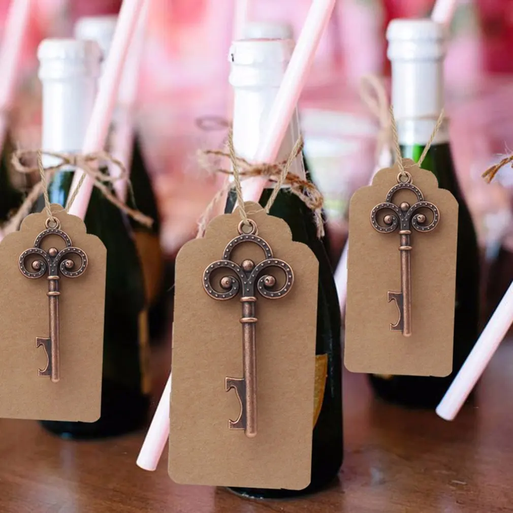 

50Pcs 5 Styles Metal Skeleton Key Beer Bottle Opener Set Wine Keychain Souvenir Decor Wedding Party Favor Supplies