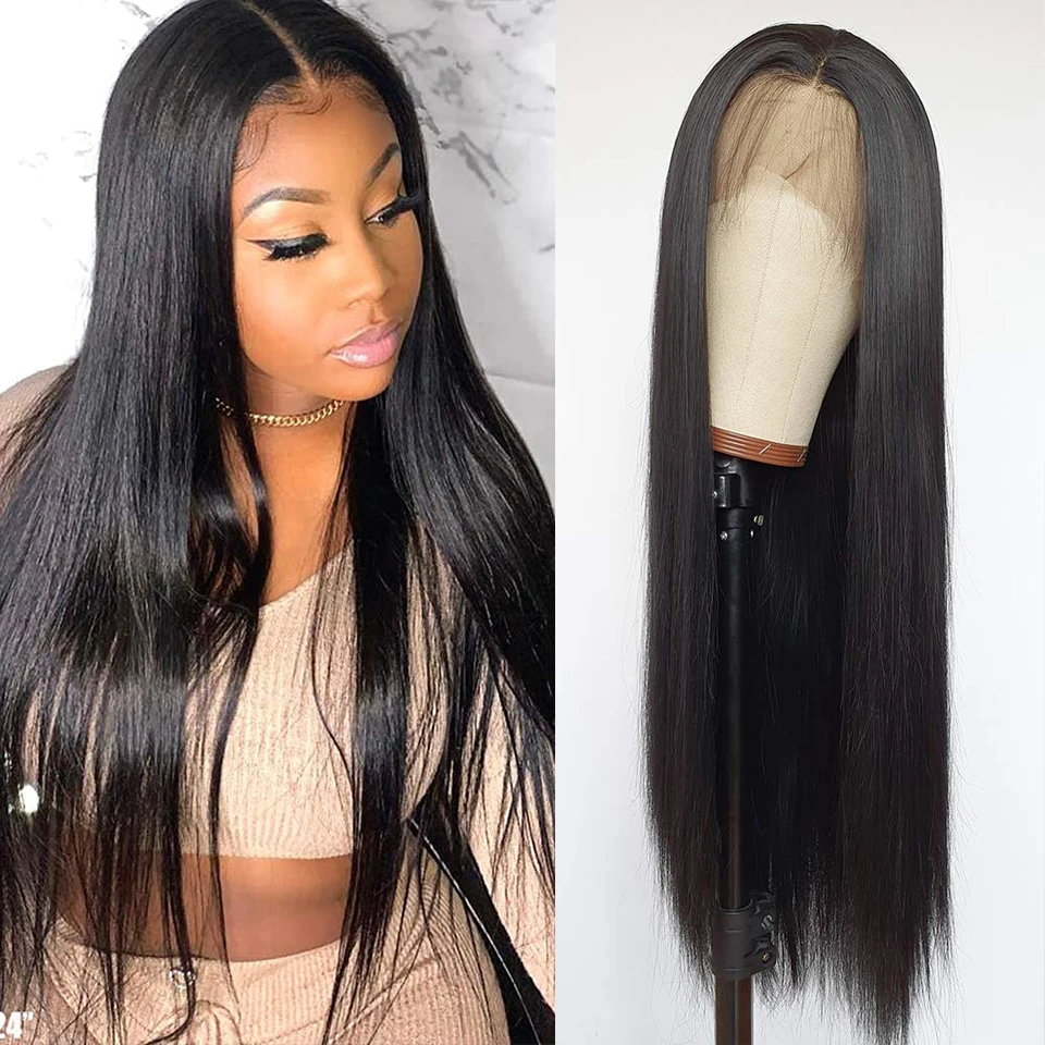 

Straight Lace Front Human Hair Wigs For Black Women Brazilian Transparent Lace Frontal Wig Pre Plucked 4x4 Lace Closure wig