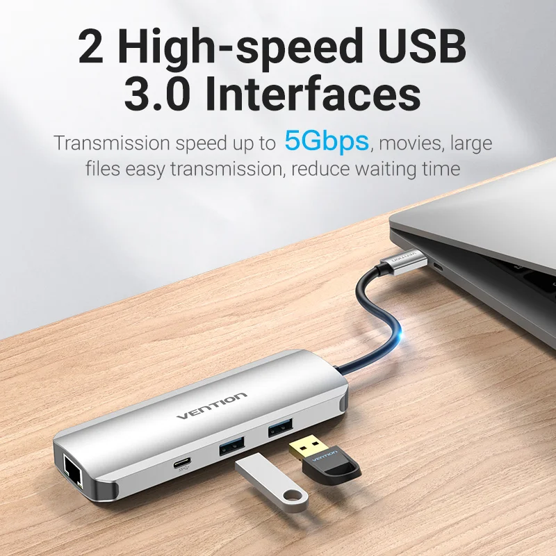 Vention USB C Hub Type 3 1 до 4K HDMI RJ45 PD 0 OTG адаптер док станция для MacBook Air Pro 2020 Huawei Mate 30 PC