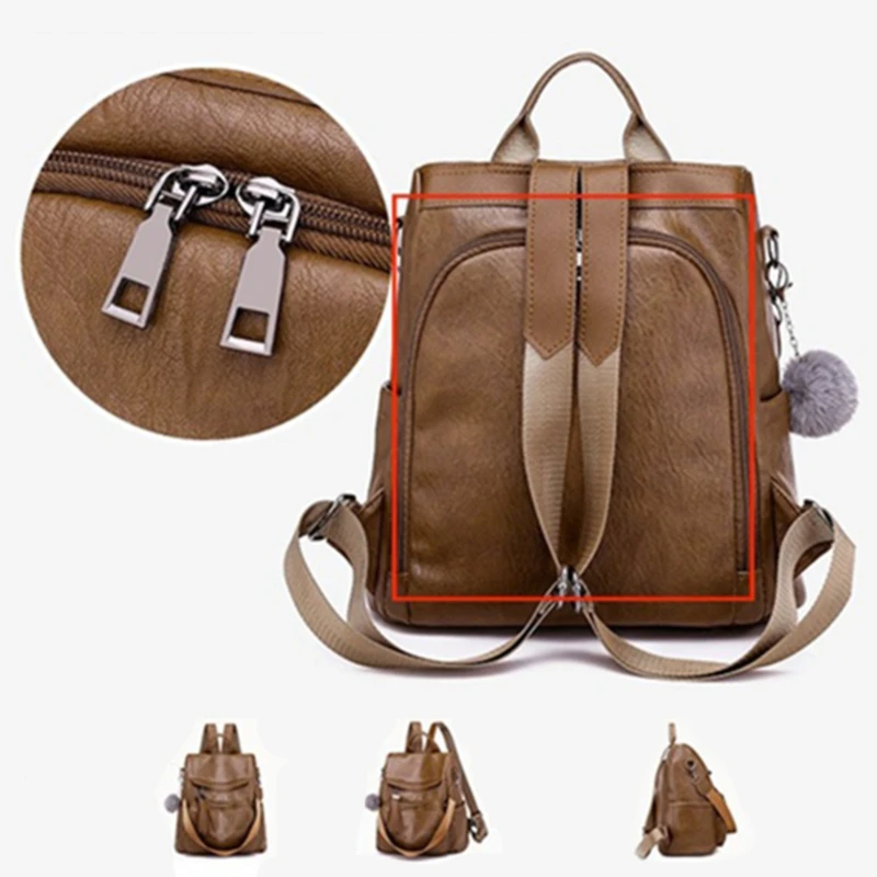 Женский рюкзак 2021 с защитой от кражи винтажный школьные кожаные сумки для женщин