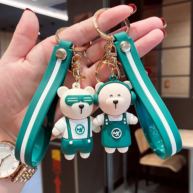 

Wholesale Cute Coffee Bear Model Keychain for Young Men and Women Couple Animal Key Chains Accessories Car Key Ring