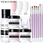 Акриловая пудра NICOLE DIARY для ногтей и набор жидкостей, искусственные кристаллы для маникюра, наборы для создания блесток для ногтей, 3D Типсы для ногтей