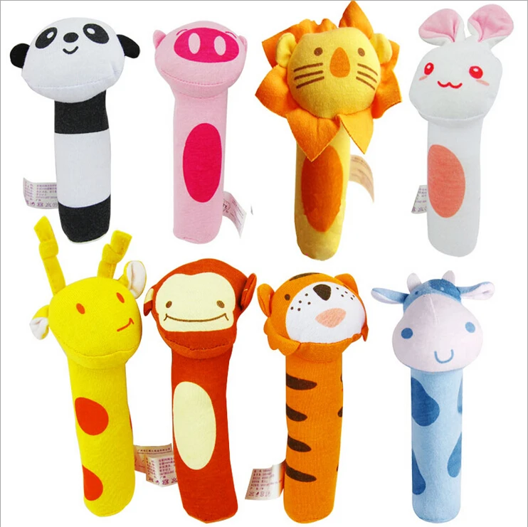 

Newborn Toys Soft Animal Model Handbells Plush Kids Mobile Baby Toy 0-24months