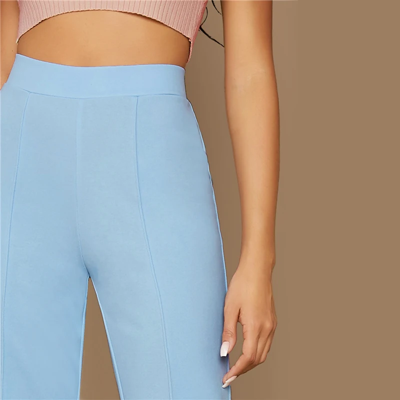SHEIN Однотонные Широкие Прямые Брюки Офисные Стильные Брюки