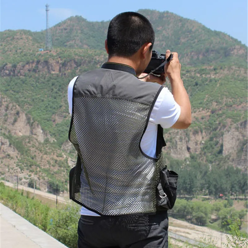 Высококачественный мужской жилет для рыбалки сетчатый на молнии с несколькими