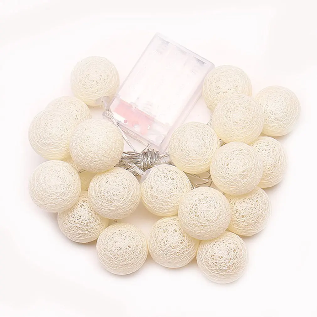

2.3 Meters 20 Light Color Cotton Ball Color Battery Box Light String Christmas Tree Decoration Pendant Light String