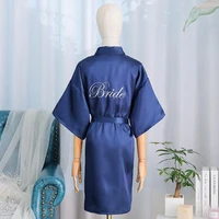 women satin robe sexy intimate lingerie bridal wedding gift embroidery kimono bathrobe gown sleepwear soft nightwear homewear