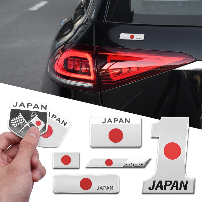 

3D Car Styling Stickers Aluminum alloy Japanese japan Flag Emblem Badge Decorative decals For Toyota Honda Nissan Ford Mazda KIA