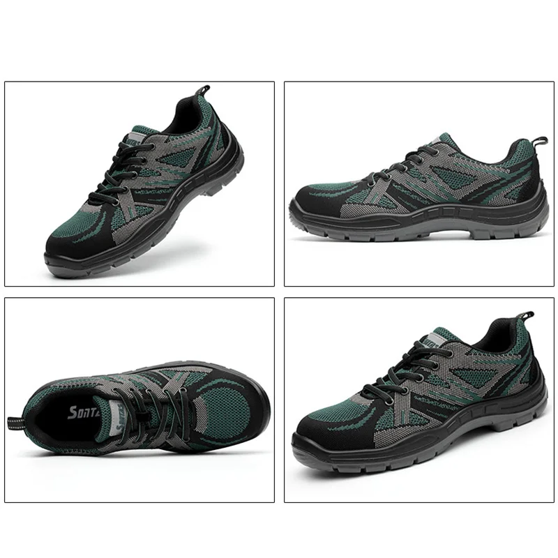 

New Indestructible Men's Steel Toe Safety Boots breathable flying woven safety shoes anti-smashing anti-smashing work sneakers