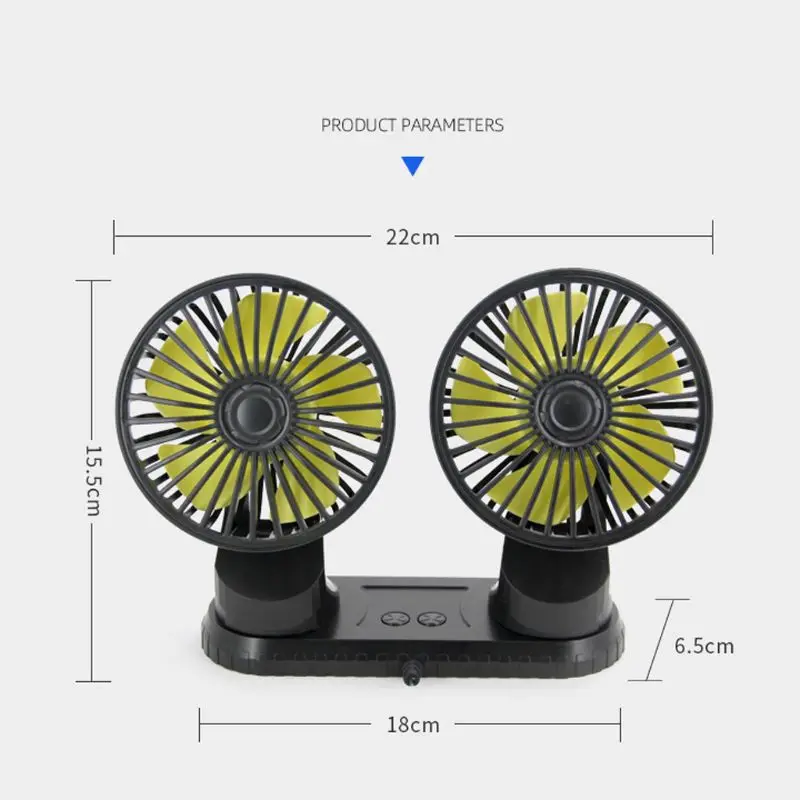 

Dual Head Car Dashboard USB Fan Three Speed Control USB Fan for SUV Boat Office
