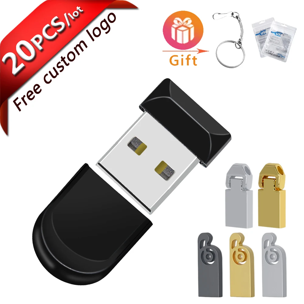

20pcs/lot Super mini metal USB Flash drive pen 4gb 8gb 16gb 32gb 64gb black Silver color micro Memory sticks USB 2.0 Free logo